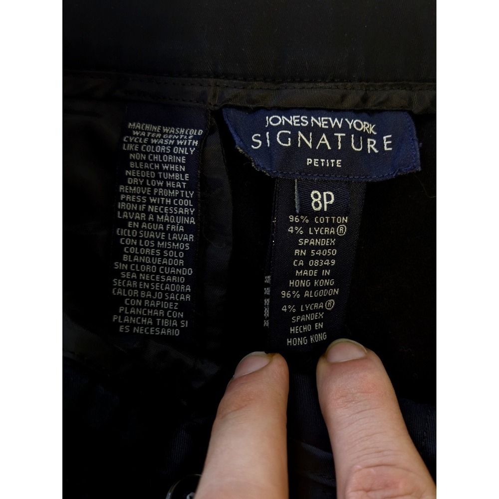 Jones New York Signature Black Dress Pants Petite 8P Cotton Stretch Straight Leg - Picture 3 of 5